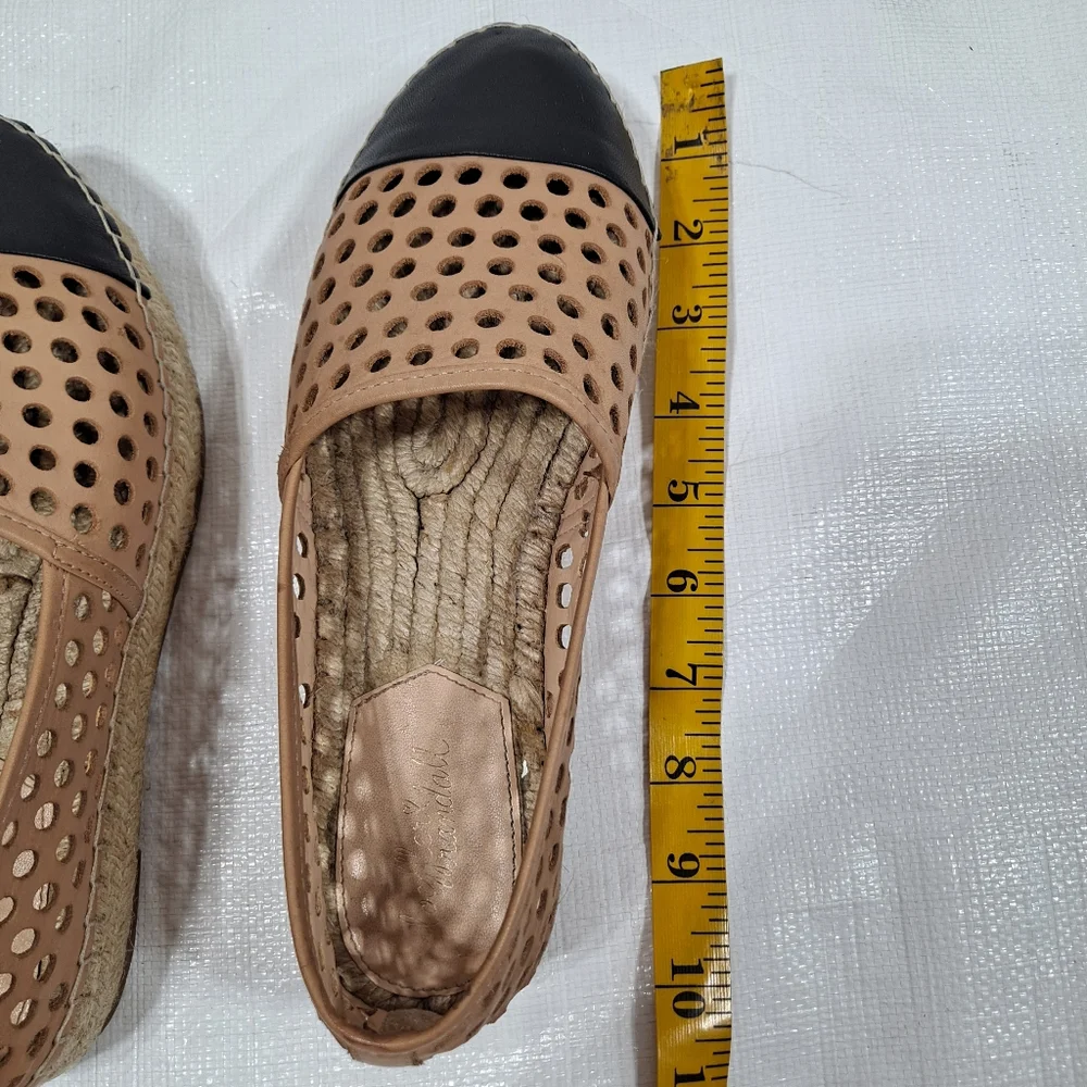 Loeffler Randall Mara Perforated Espadrille Flat Slip On Cap Toe Shoes